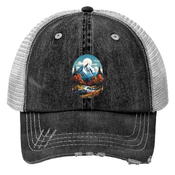 Discover Majestic Peaks and Autumn Serenity Trucker Hats