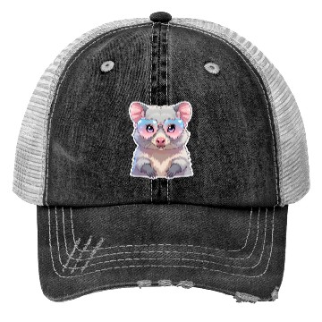 Discover Opossum with glasses Trucker Hats