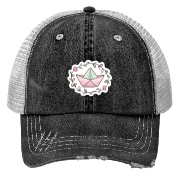 Discover Paper boat with flowers -cute- Trucker Hats