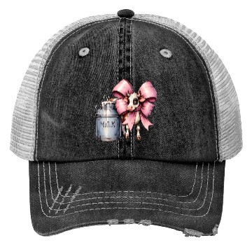 Discover Coquette Bow Cow Farmer Milk Dairy Farmer Farming Trucker Hats
