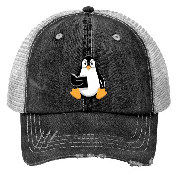Discover Adorable Book-Loving Penguin with Glasses Design Trucker Hats