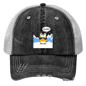 Discover Penguin Photographer Click Adventure Trucker Hats