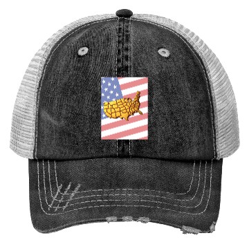 Discover USA Map with Flag in Background Trucker Hats