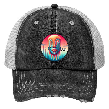 Discover Surreal Melting Face Psychedelic Art - Sick Vibes Trucker Hats
