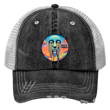 Discover Psychedelic Melting Face with Vibrant Neon Trucker Hats