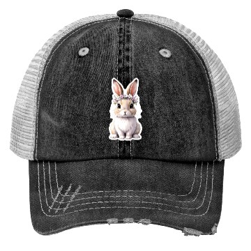 Discover rabbit with flower Trucker Hats