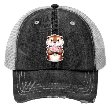 Discover Otter with flowers Trucker Hats