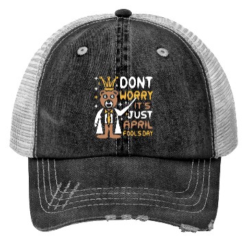 Discover Funny Teacher Bear Celebrate April Fools Day Trucker Hats