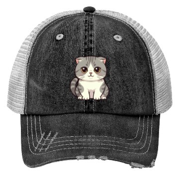 Discover Cute Kawaii Cat Illustration Trucker Hats
