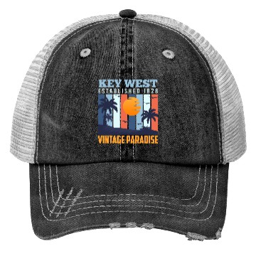 Discover KEY-WEST ESTABLISHED 1828 VINTAGE PARADISE Trucker Hats