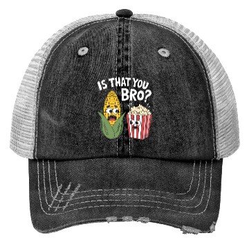 Discover Funny Corn and Popcorn Cartoon Meme Design Trucker Hats