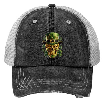 Discover St Patricks Day Sugar Skull Shamrock Irish Mexican Trucker Hats