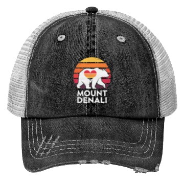 Discover Vintage Bear Mount Denali Sunset Wilderness Trucker Hats
