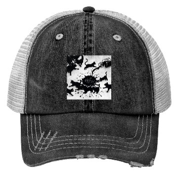 Discover Spilled ink bottle pours black cats Trucker Hats