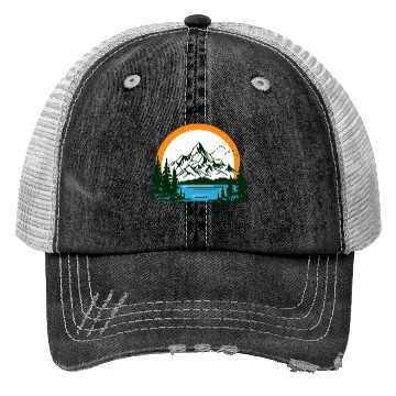 Discover Mountain Forest Sea Iconic View Trucker Hats