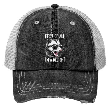 Discover First of All, I'm a Delight – Funny Opossum Meme Trucker Hats