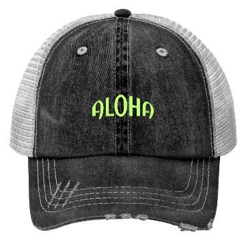 Discover Neon Green ALOHA Graphics Trucker Hats