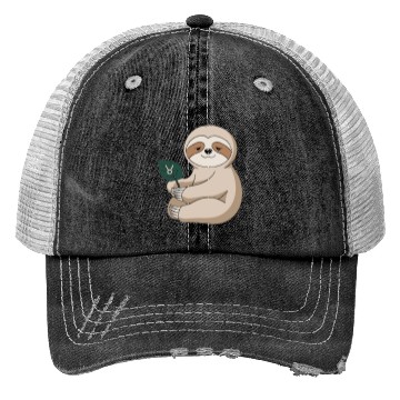 Discover Taurus Zodiac Sloth Holding Leaf Trucker Hats