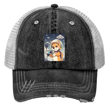 Discover Funny Dog Rescue Anime Selfie with UFOs Weird Trucker Hats