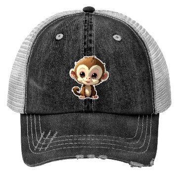 Discover Monkey Chibi-Style Sticker Trucker Hats