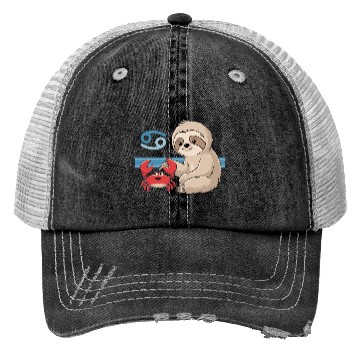 Discover Cancer Zodiac Sloth with Adorable Crab Trucker Hats