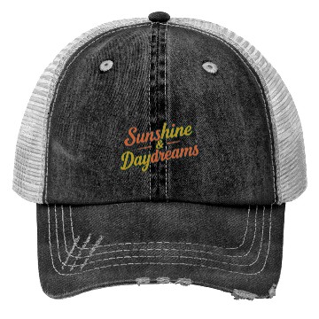 Discover Sunshine & Daydreams Retro Typography Design Trucker Hats