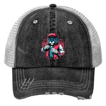 Discover Vintage Street Fighter Cat #Vintage #Streetwear Trucker Hats