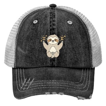 Discover Gemini Zodiac Sloth Embracing Duality Magic Trucker Hats