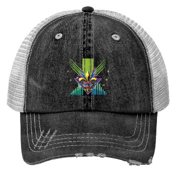 Discover Mardi Gras Retro Synthwave Mask Design Trucker Hats