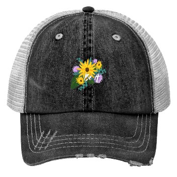Discover Positive quote with wildflowers sunflower sticker Trucker Hats