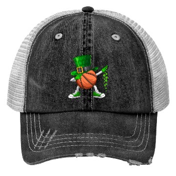 Discover Funny Dabbing Shamrock Basketball St Patrick's Day Trucker Hats