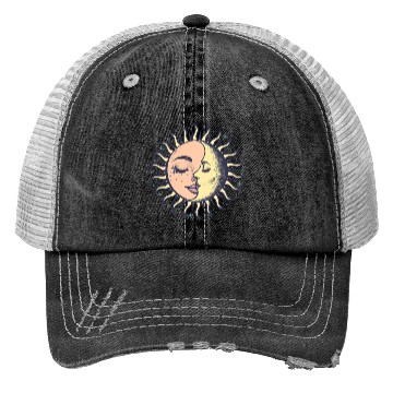 Discover Boho Sun Moon Spirituality Sun Face Trucker Hats