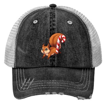 Discover A squirrel with a candy cane tail. Trucker Hats