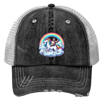 Discover Sloth Riding Unicorn Under Rainbow Fantasy Trucker Hats