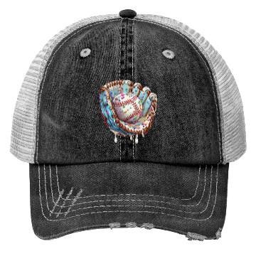 Discover Baseball Drip Ice Cream Sprinkles Baseball Glove Trucker Hats