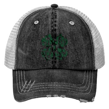 Discover Green 4-Leaf Clover Collage graphic Design Trucker Hats