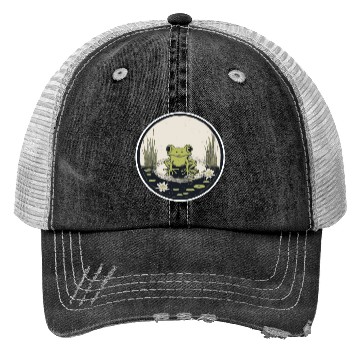 Discover Serene Frog in a Tranquil Pond Trucker Hats