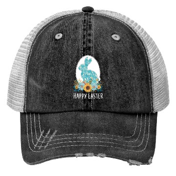 Discover Happy Easter Day Bunny Eggs Hunter Squad Flower Trucker Hats