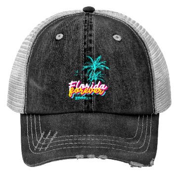 Discover Florida Forever – Neon Palm Paradise Trucker Hats