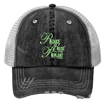 Discover Reduce Reuse Replant – Green Eco Script Trucker Hats