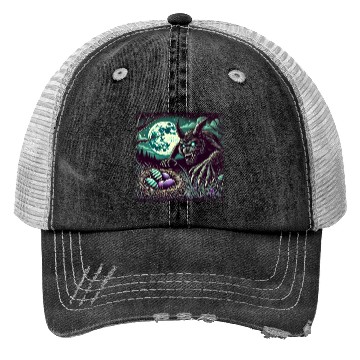 Discover Creepy Werewolf Easter Bunny Nightmare Trucker Hats