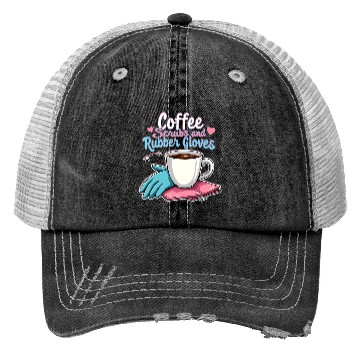 Discover Coffee & Rubber Gloves Humor Trucker Hats