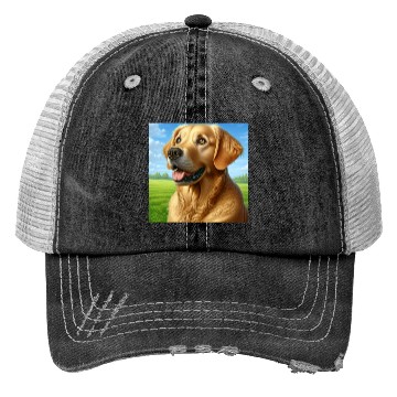 Discover Realistic Golden Retriever Trucker Hats
