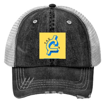 Discover Tax Cent's Blue Logo Yellow Back Trucker Hats