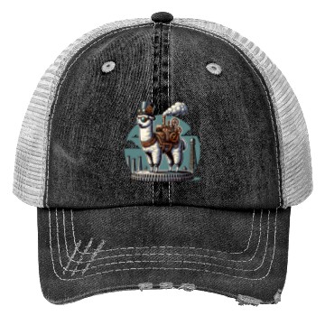 Discover Steampunk Llama With Top Hat and Gears Trucker Hats
