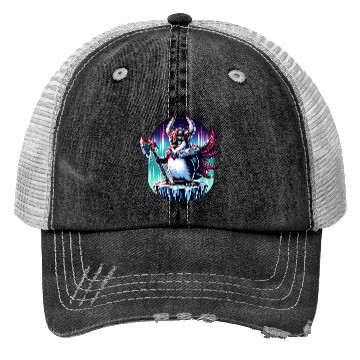 Discover Viking Penguin Warrior Under Northern Lights Trucker Hats