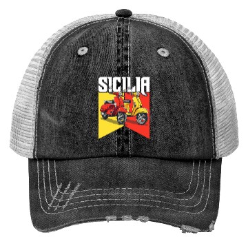Discover Sicilia Flag Trucker Hats - Sicilian Scooters Sicily