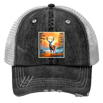 Discover Golden Deer Twilight Peak Trucker Hats