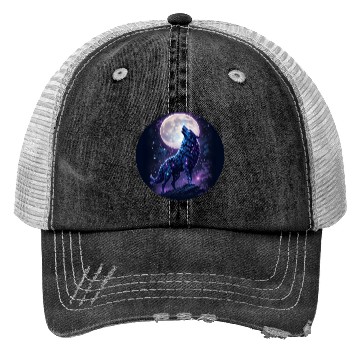 Discover Mystic Blue Wolf Trucker Hats