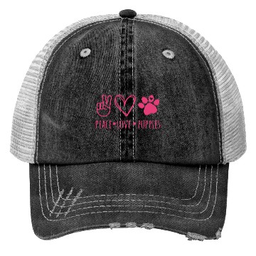 Discover Peace Love Puppies Trucker Hats
